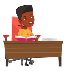 Image showing Student writing at the desk vector illustration.