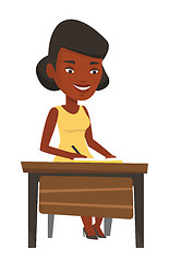 Image showing Student writing at the desk vector illustration.