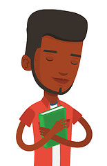 Image showing Student hugging his book vector illustration.