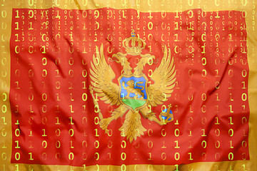 Image showing Binary code with Montenegro flag, data protection concept