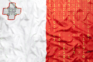 Image showing Binary code with Malta flag, data protection concept