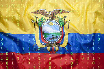 Image showing Binary code with Ecuador flag, data protection concept