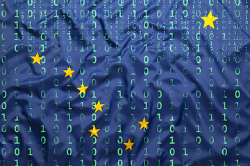 Image showing Binary code with Alaska flag, data protection concept