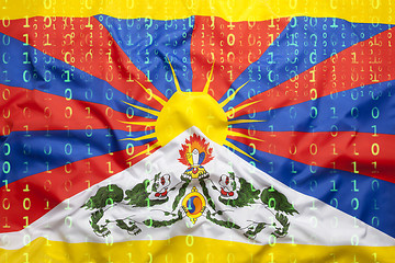 Image showing Binary code with Tibet flag, data protection concept