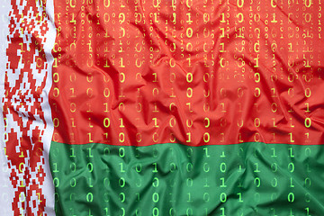 Image showing Binary code with Belarus flag, data protection concept