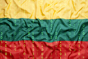 Image showing Binary code with Lithuania flag, data protection concept