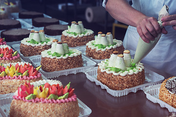 Image showing Manual cakes production