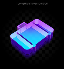 Image showing Tourism icon: 3d neon glowing Bag made of glass, EPS 10 vector.