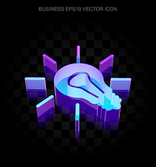 Image showing Business icon: 3d neon glowing Light Bulb made of glass, EPS 10 vector.