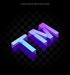 Image showing Law icon: 3d neon glowing Trademark made of glass, EPS 10 vector.