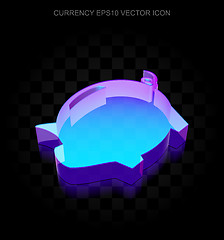 Image showing Currency icon: 3d neon glowing Money Box made of glass, EPS 10 vector.