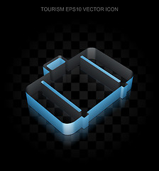 Image showing Tourism icon: Blue 3d Bag made of paper, transparent shadow, EPS 10 vector.