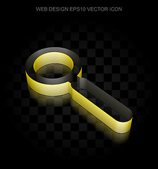 Image showing Web design icon: Yellow 3d Search made of paper, transparent shadow, EPS 10 vector.