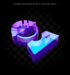 Image showing Manufacuring icon: 3d neon glowing Factory Worker made of glass, EPS 10 vector.