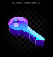 Image showing Safety icon: 3d neon glowing Key made of glass, EPS 10 vector.