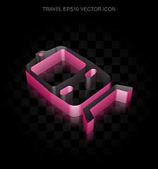 Image showing Vacation icon: Crimson 3d Train made of paper, transparent shadow, EPS 10 vector.