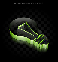 Image showing Business icon: Green 3d Light Bulb made of paper, transparent shadow, EPS 10 vector.