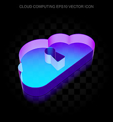 Image showing Cloud computing icon: 3d neon glowing Cloud With Keyhole made of glass, EPS 10 vector.