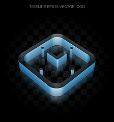 Image showing Timeline icon: Blue 3d Watch made of paper, transparent shadow, EPS 10 vector.