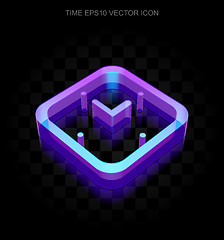 Image showing Time icon: 3d neon glowing Watch made of glass, EPS 10 vector.