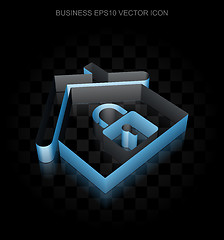 Image showing Business icon: Blue 3d Home made of paper, transparent shadow, EPS 10 vector.