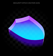 Image showing Protection icon: 3d neon glowing Shield made of glass, EPS 10 vector.
