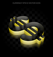 Image showing Currency icon: Yellow 3d Dollar made of paper, transparent shadow, EPS 10 vector.