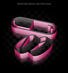 Image showing Health icon: Crimson 3d Pills made of paper, transparent shadow, EPS 10 vector.