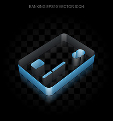 Image showing Banking icon: Blue 3d Credit Card made of paper, transparent shadow, EPS 10 vector.