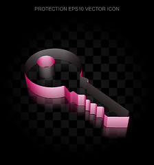 Image showing Privacy icon: Crimson 3d Key made of paper, transparent shadow, EPS 10 vector.