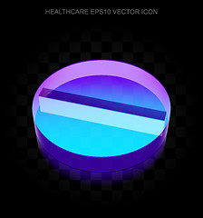 Image showing Health icon: 3d neon glowing Pill made of glass, EPS 10 vector.