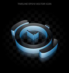 Image showing Timeline icon: Blue 3d Hand Watch made of paper, transparent shadow, EPS 10 vector.