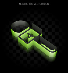 Image showing News icon: Green 3d Microphone made of paper, transparent shadow, EPS 10 vector.