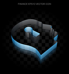 Image showing Finance icon: Blue 3d Head With Keyhole made of paper, transparent shadow, EPS 10 vector.