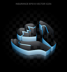 Image showing Insurance icon: Blue 3d Heart And Palm made of paper, transparent shadow, EPS 10 vector.