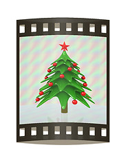 Image showing Christmas tree. 3d illustration. The film strip