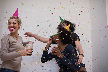 Image showing confetti party multiethnic group of people