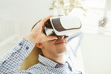 Image showing The man with glasses of virtual reality. Future technology concept.