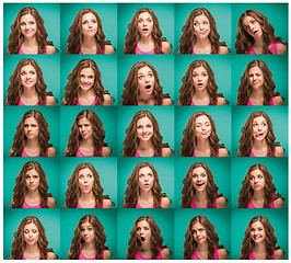 Image showing The young woman\'s portrait with different emotions