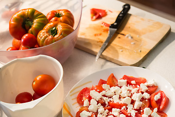 Image showing Tomato salad with feta cheese.