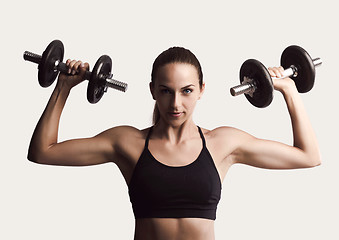 Image showing Working out with dumbbels