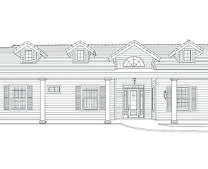 Image showing Custom Black Pencil House Drawing on White Background.