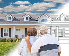 Image showing Senior Couple Looking At New House Drawing Gradating Into Photog