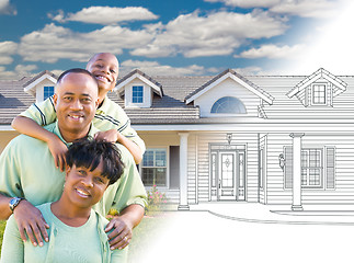 Image showing African American Family In Front of Drawing of New House Gradati