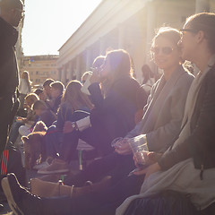 Image showing People enjoing outdoor street food festival in Ljubljana, Slovenia.