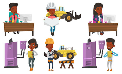 Image showing Vector set of constructors and builders characters