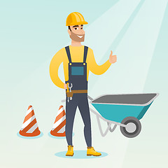 Image showing Builder giving thumb up vector illustration.