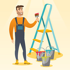 Image showing Painter with paint brush vector illustration.