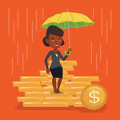 Image showing Business woman insurance agent with umbrella.