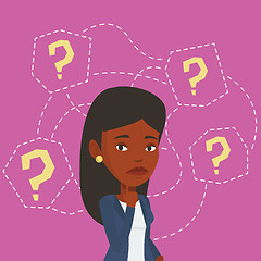 Image showing Young business woman thinking vector illustration.